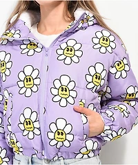 A.LAB Jalen Smile Face Flower Purple Puffer Jacket