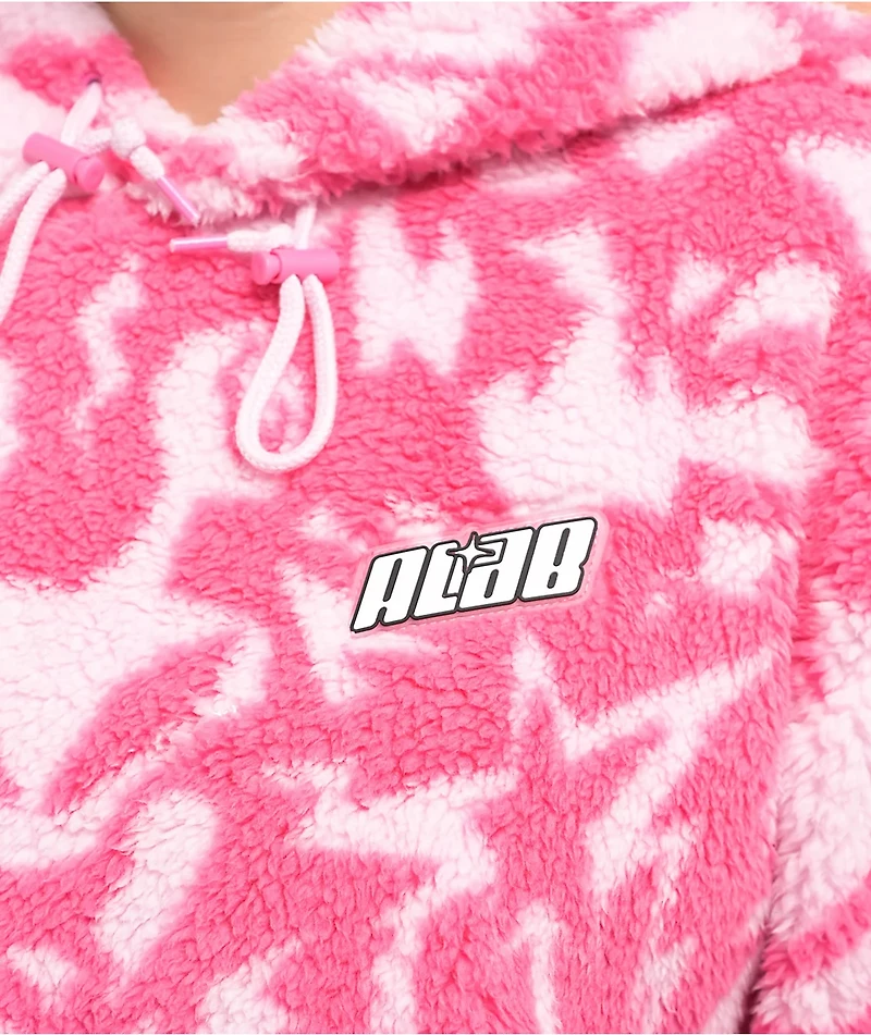 A.LAB Kadley Pink Tulle & Carmine Rose Sherpa Hoodie