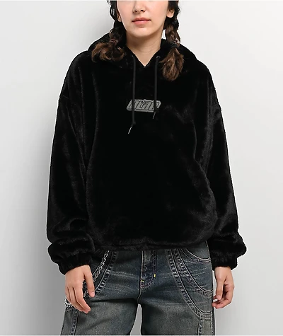 A.LAB Kendallie Bunny Faux Fur Black Hoodie