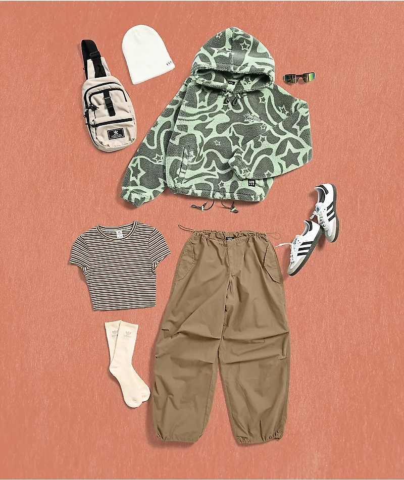 A.LAB Kendallie Warpy Star Jade Fleece Hoodie