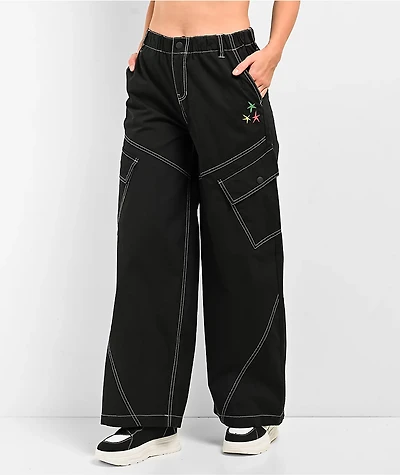A.LAB Leo Y2K Rave Black Wide Leg Cargo Pants