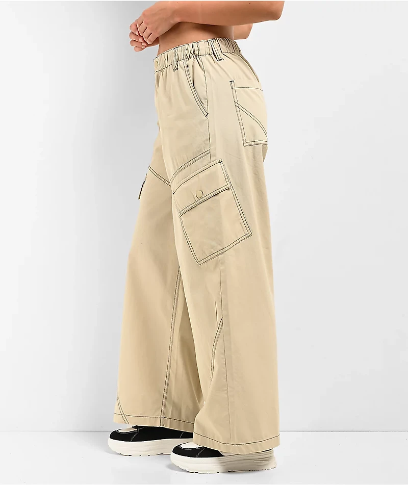 A.LAB Leo Y2K Rave Natural Wide Leg Cargo Pants
