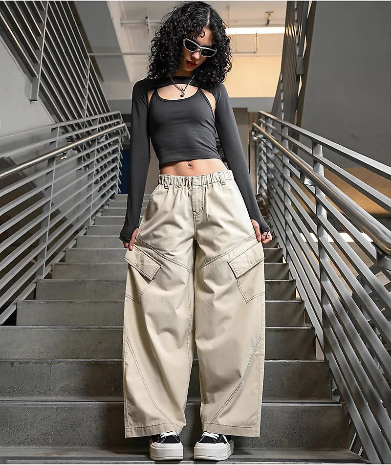 A.LAB Leo Y2K Rave Natural Wide Leg Cargo Pants