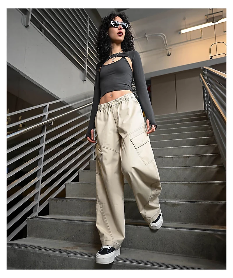 A.LAB Leo Y2K Rave Natural Wide Leg Cargo Pants