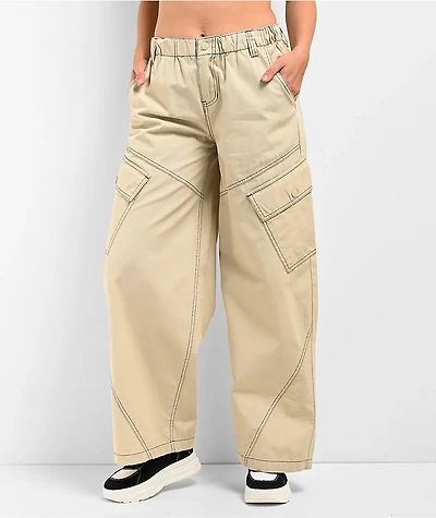 A.LAB Leo Y2K Rave Natural Wide Leg Cargo Pants