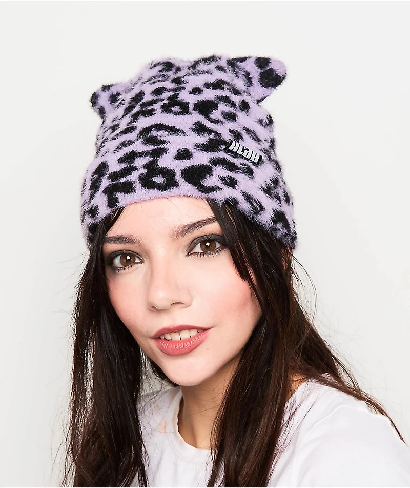A.LAB Leopard Lavender Beanie