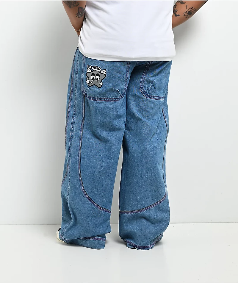 A.LAB Mega Piped Blue & Pink Jeans