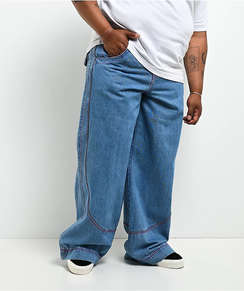 A.LAB Mega Piped Blue & Pink Jeans