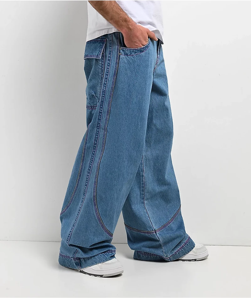 A.LAB Mega Piped Blue & Pink Jeans