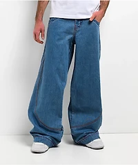 A.LAB Mega Piped Blue & Pink Jeans