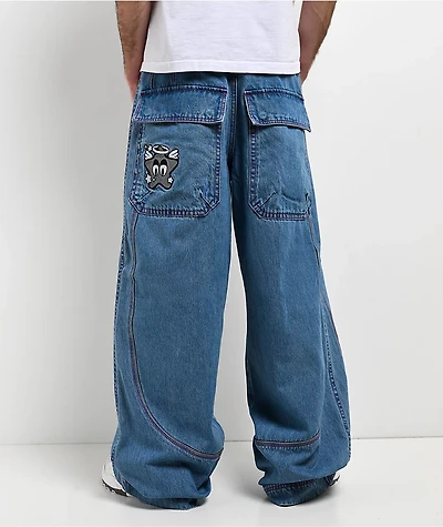 A.LAB Mega Piped Blue & Pink Jeans