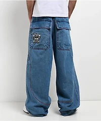 A.LAB Mega Piped Blue & Pink Jeans