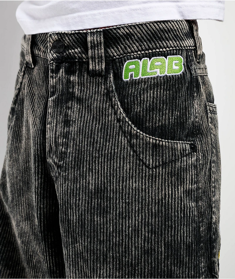 A.LAB Mega Rave Black Wash Corduroy Cargo Pants