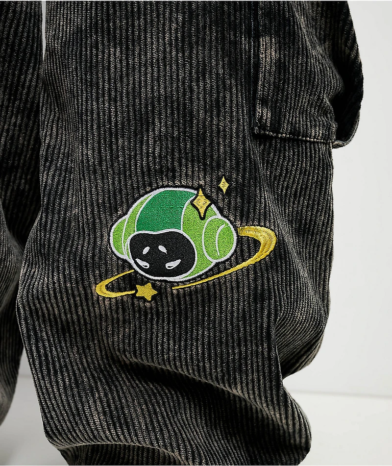 A.LAB Mega Rave Black Wash Corduroy Cargo Pants