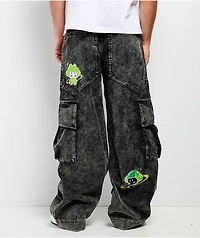 A.LAB Mega Rave Black Wash Corduroy Cargo Pants