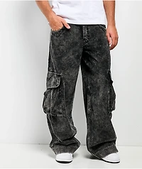 A.LAB Mega Rave Black Wash Corduroy Cargo Pants