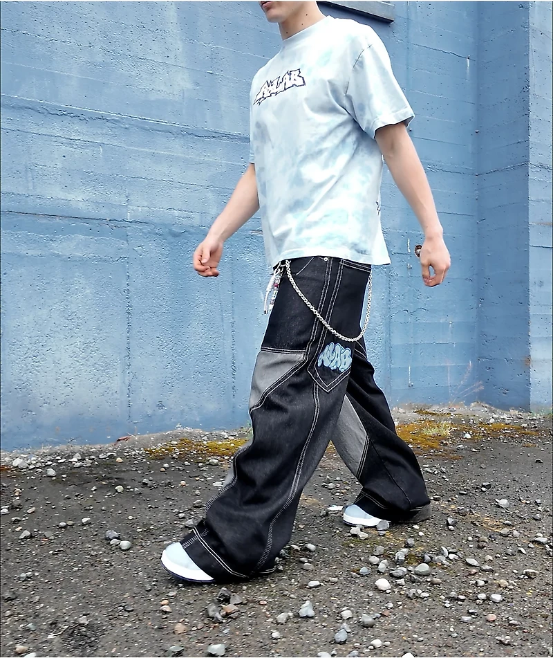 A.LAB Mega Star Contrast Black Baggy Jeans