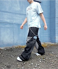 A.LAB Mega Star Contrast Black Baggy Jeans