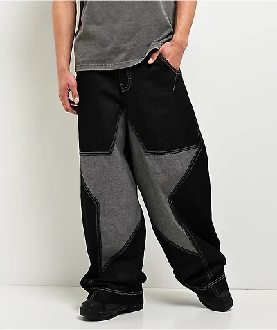 A.LAB Mega Star Contrast Black Baggy Jeans