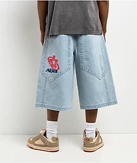 A.LAB Mega Star Light Blue Wash Denim Shorts