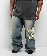 A.LAB Mega Star Patch Medium Blue Wash Jeans
