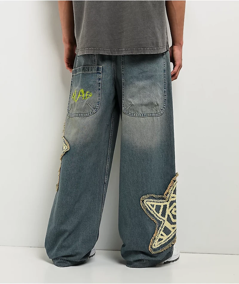 A.LAB Mega Star Patch Medium Blue Wash Jeans