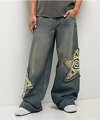 A.LAB Mega Star Patch Medium Blue Wash Jeans