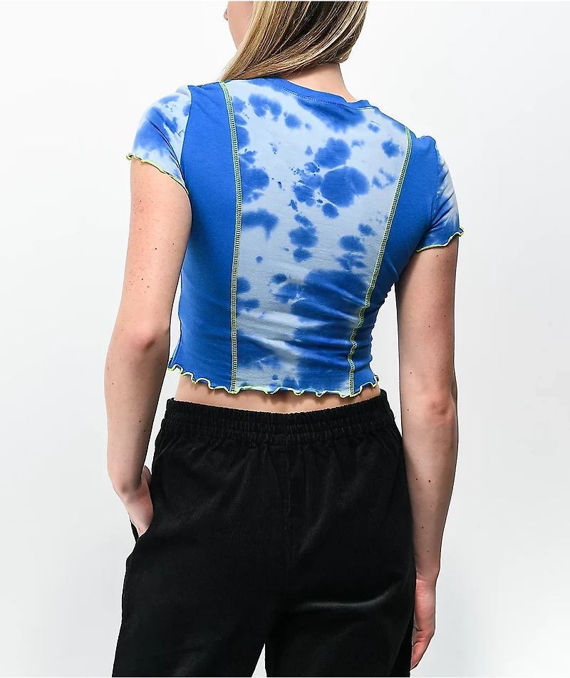 A.LAB Nikole Blue Tie Dye Crop T-Shirt