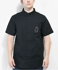 A.LAB Otaku Anime Eyes Black Short Sleeve Button Up Shirt