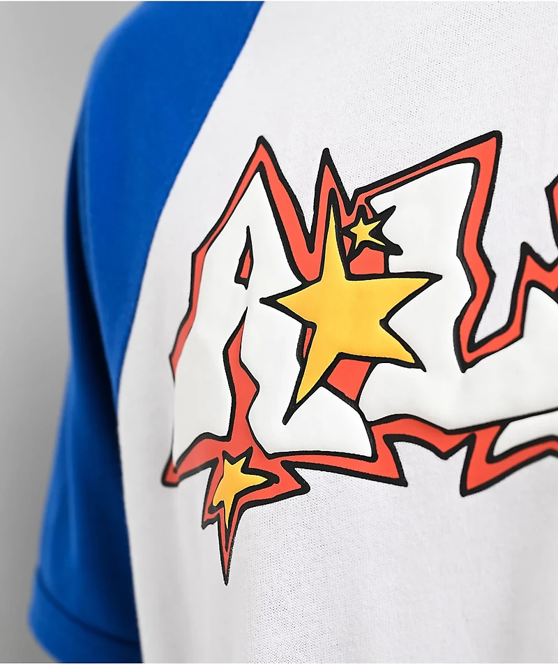 A.LAB Pixel White & Blue Raglan T-Shirt