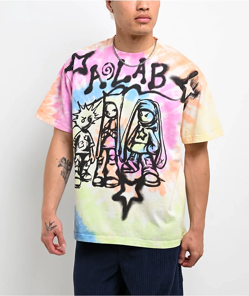 A.LAB Pozer Pastel Rainbow Tie Dye T-Shirt