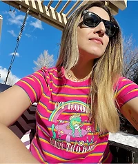 A.LAB Quinnie Bloom Tune Pink Stripe Crop T-Shirt