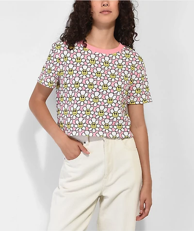 A.LAB Quinnie Daisy All Over Pink Crop T-Shirt