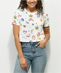 A.LAB Quinnie Doodle White Crop T-Shirt