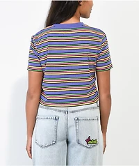 A.LAB Quinnie Frick Off Purple Stripe Crop T-Shirt