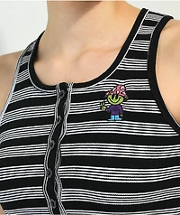 A.LAB Roscoe Black & White Stripe Button Up Crop Tank Top