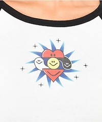 A.LAB Sammie Heart Black & White Long Sleeve Raglan Crop T-Shirt
