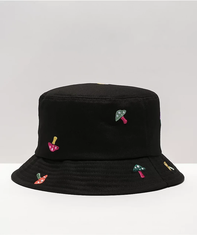 A.LAB Shroom Embroidered Black Bucket Hat