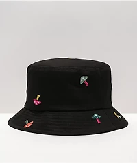 A.LAB Shroom Embroidered Black Bucket Hat