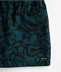 A.LAB Skippy Swirls Teal & Black Board Shorts