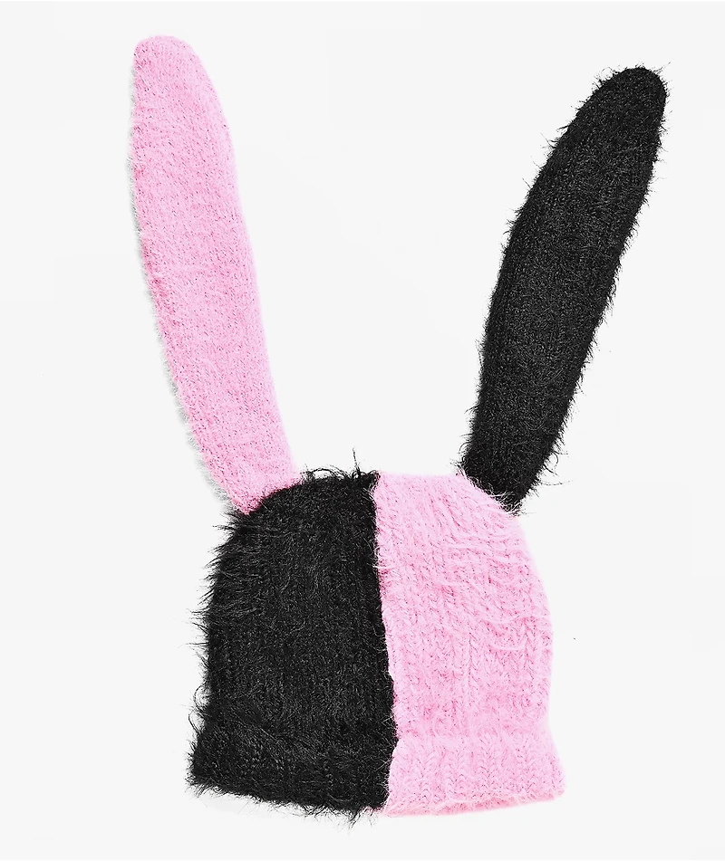 A.LAB Sugar and Splice Pink & Black Bunny Beanie