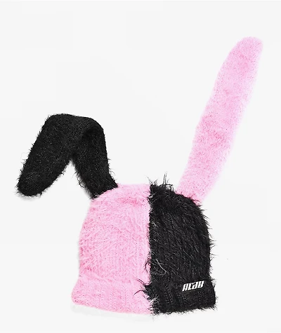 A.LAB Sugar and Splice Pink & Black Bunny Beanie