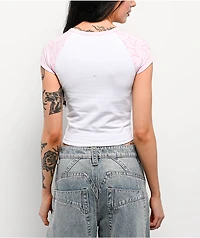 A.LAB Tammie Pink & White Raglan Crop T-Shirt