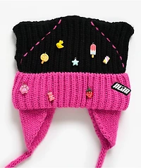 A.LAB Trinket Black & Pink Cat Flap Beanie
