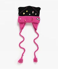 A.LAB Trinket Black & Pink Cat Flap Beanie