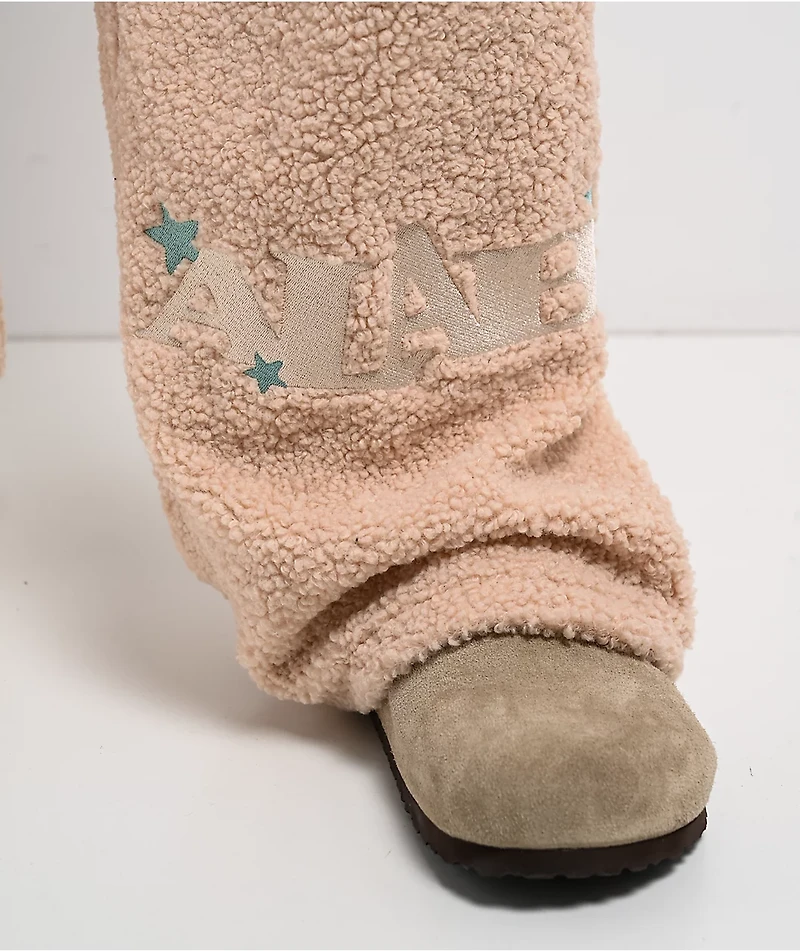 A.LAB Vibey Beige Sherpa Lounge Pants