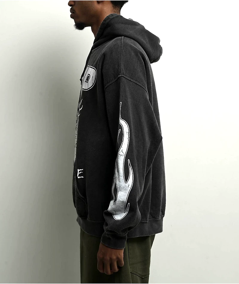 AMP Burning Heart Grey Pigment Dye Hoodie