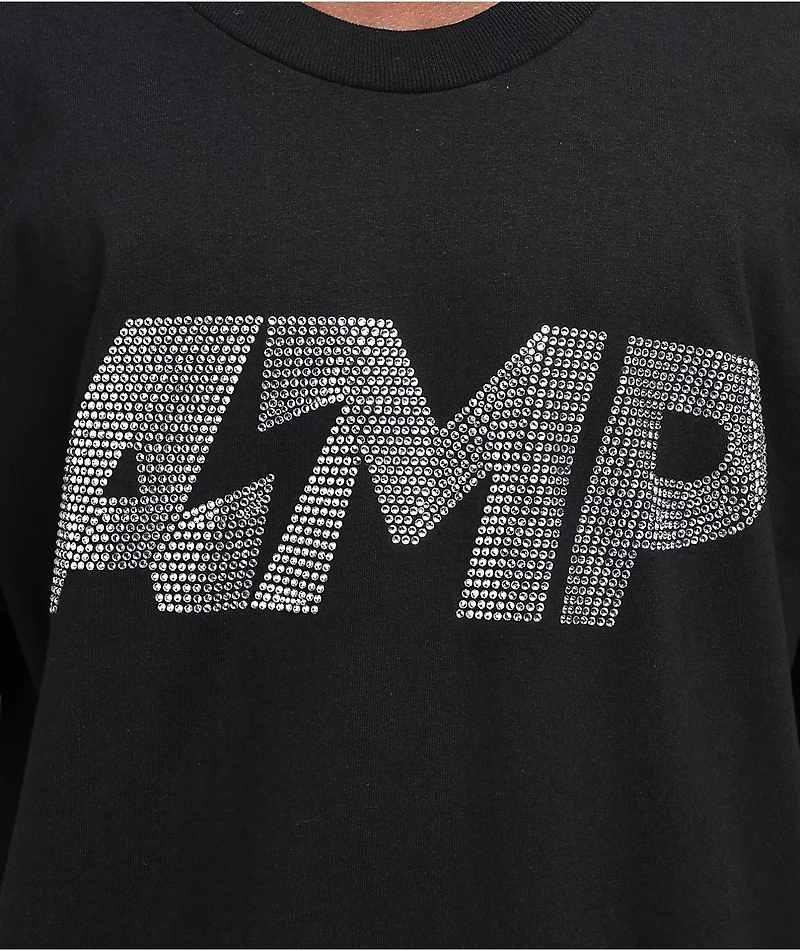 AMP Rhinestone Logo Black T-Shirt
