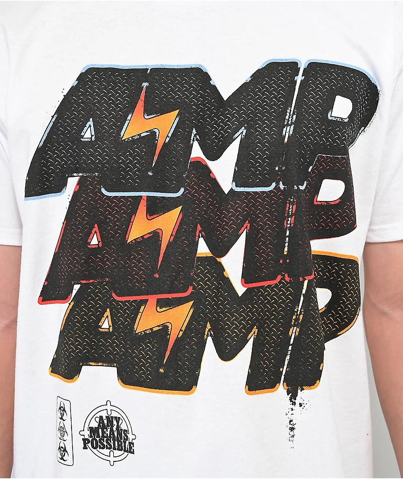 AMP Stacked White T-Shirt