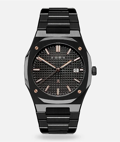 AURA Date 002 Black & Rose Analog Watch